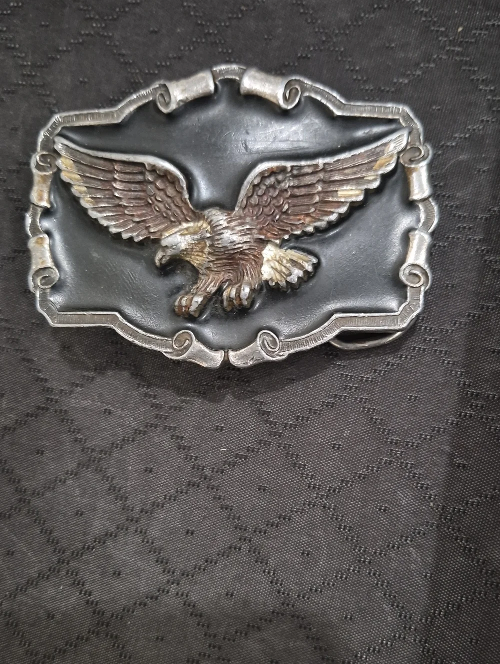 Harley-Davidson Black Belt Buckle with Silver and Bronze Eagle